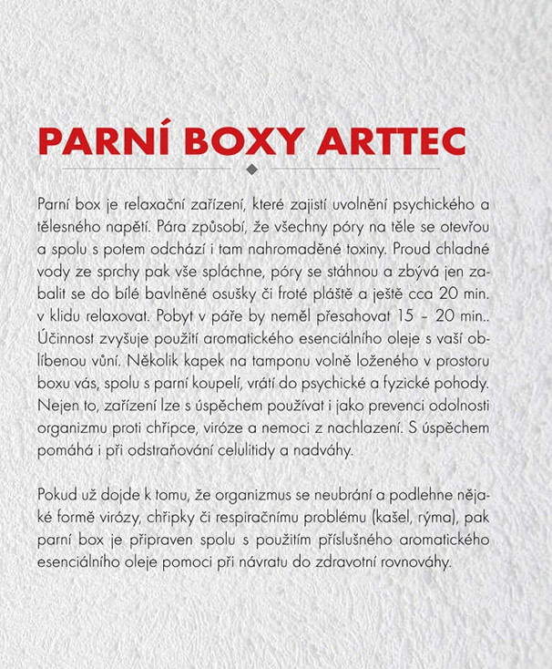 003 Parní sprchové sauny arttec, parní lázně, parní sauna česká výroba